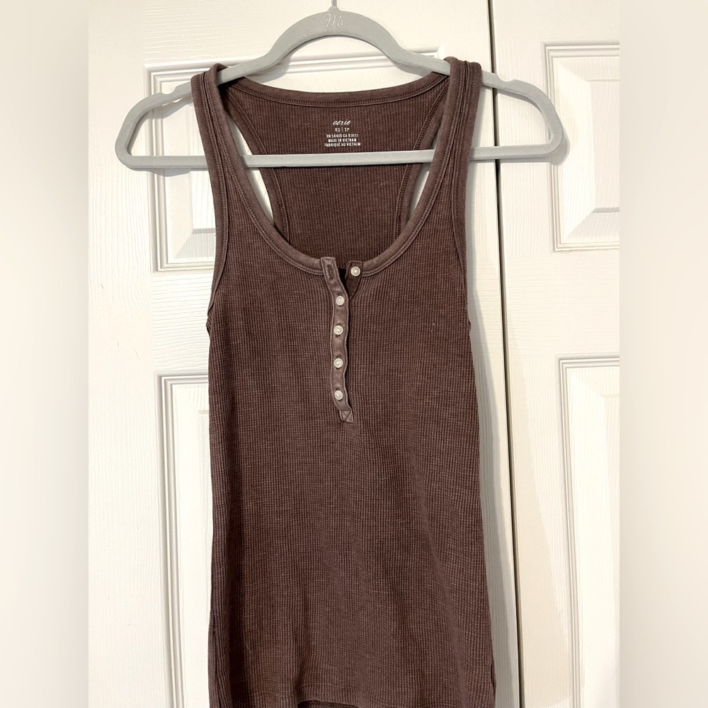 Aerie No BS Waffle Henley Tank Top